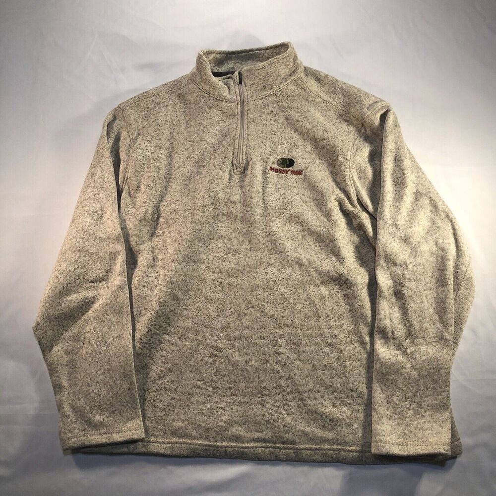 Mossy Oak Sweater Men's XL Beige Quarter Zip Long Sleeve Knit Pullover Casual